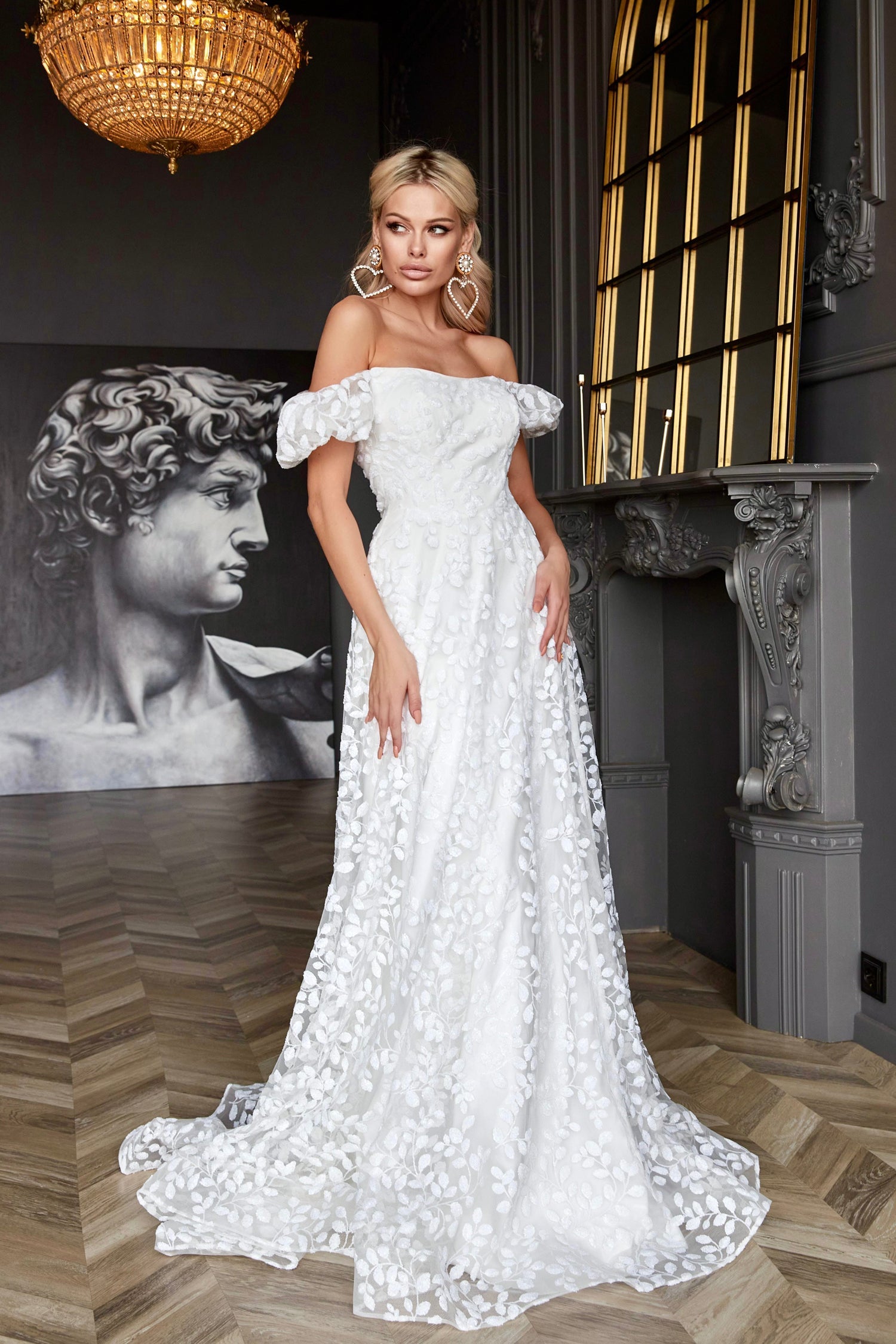 Tina Holly TK023W Wedding Prom A-Line Off-Shoulder Structured Sequin Dress