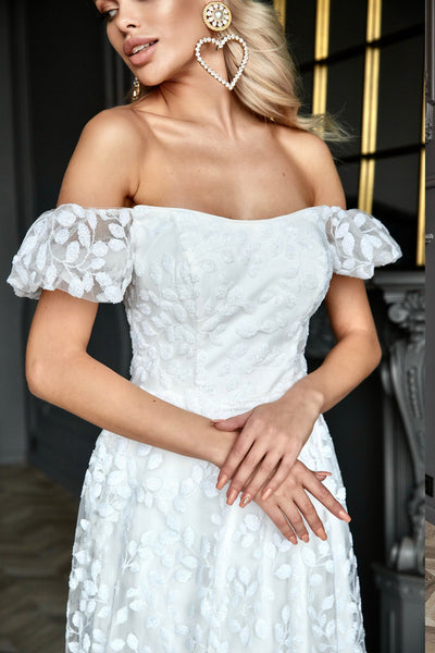 Tina Holly TK023W Wedding Prom A-Line Off-Shoulder Structured Sequin Dress