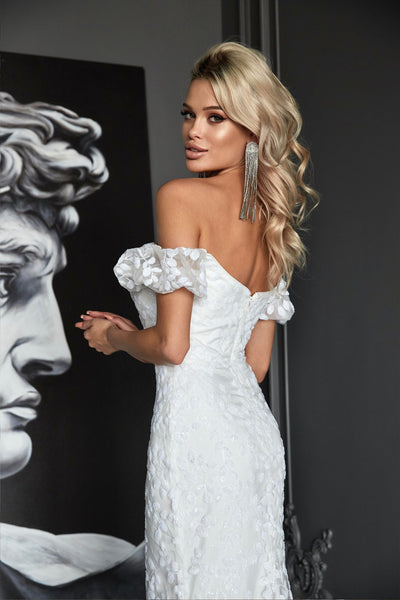 Tina Holly TK024W Wedding Mermaid Off-Shoulder Evening Sequin Dress