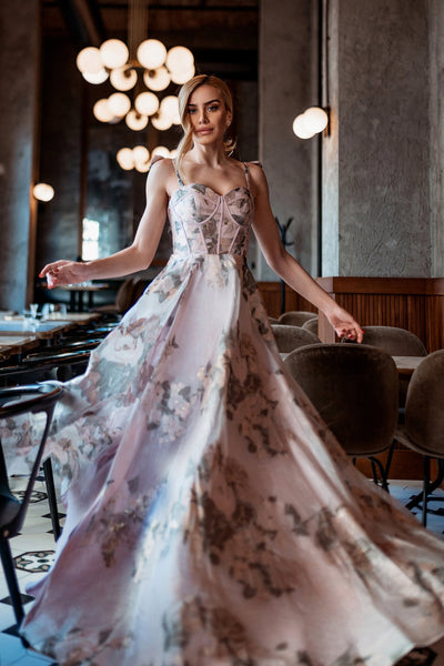 Tina Holly TK210 Prom A-Line Spaghetti Strap Corset Back Organza Dress