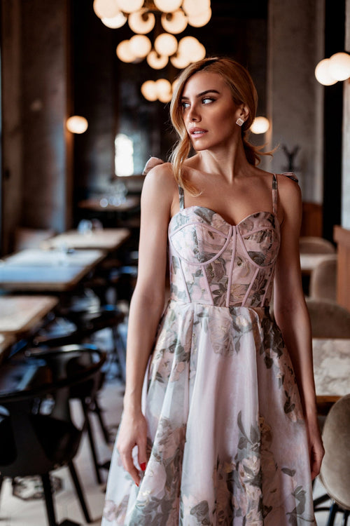 Tina Holly TK210 Prom A-Line Spaghetti Strap Corset Back Organza Dress