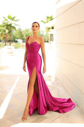 Tina Holly TK553 Prom Beaded Embroidered Evening Jersey Satin Lace Dress