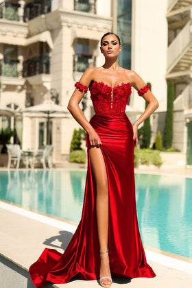 Tina Holly TK583 Prom Mermaid Strapless Beaded Jersey Satin Lace Dress