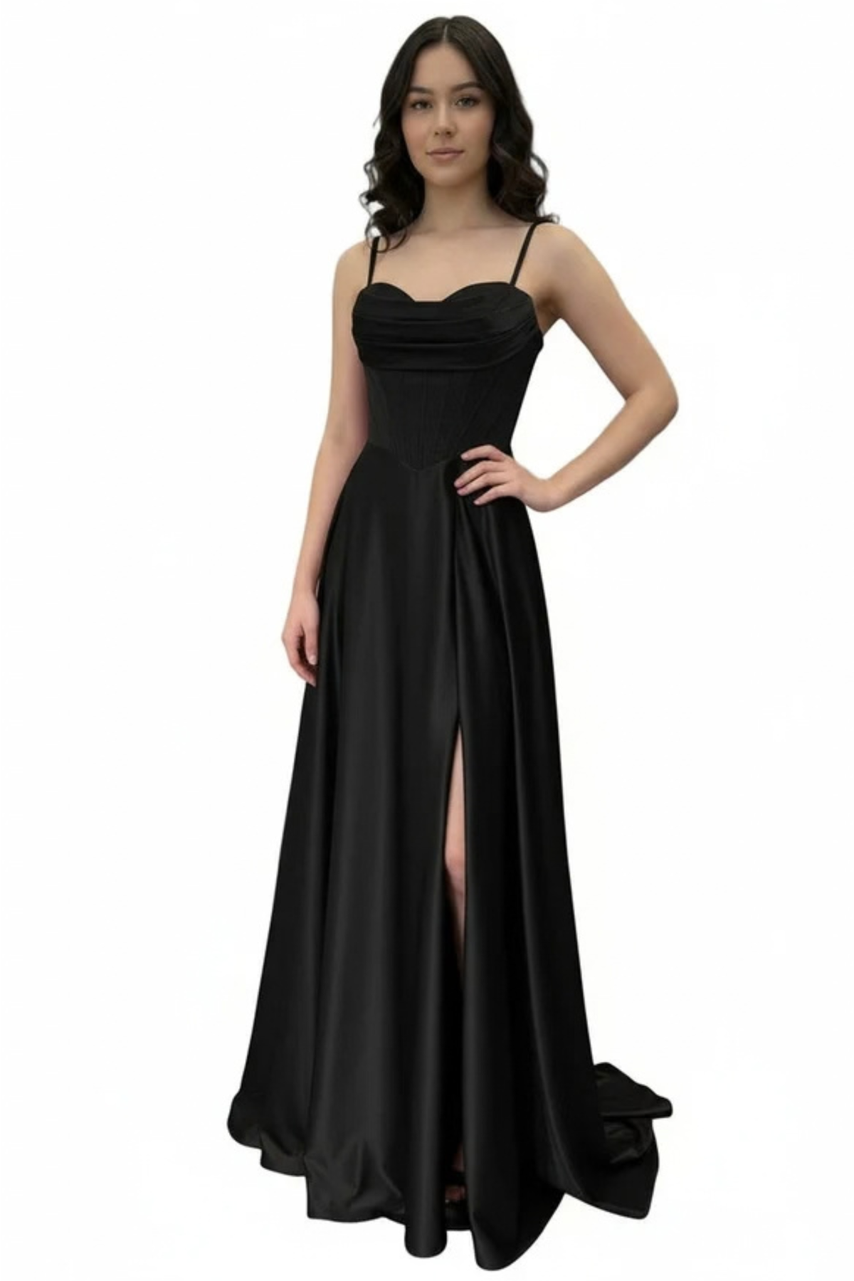 Sleeveless Satin Corset Sweetheart A-Line Prom Evening Gown with Lace-Up Back by Trevi TL3049L