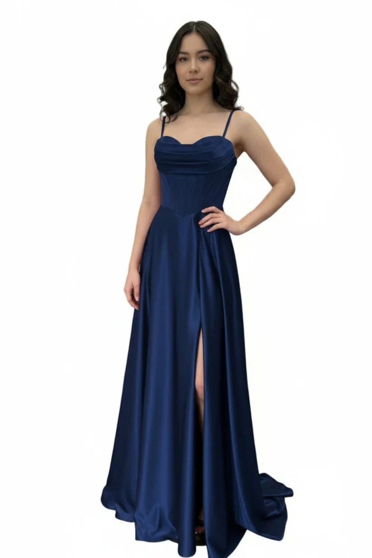 Sleeveless Satin Corset Sweetheart A-Line Prom Evening Gown with Lace-Up Back by Trevi TL3049L
