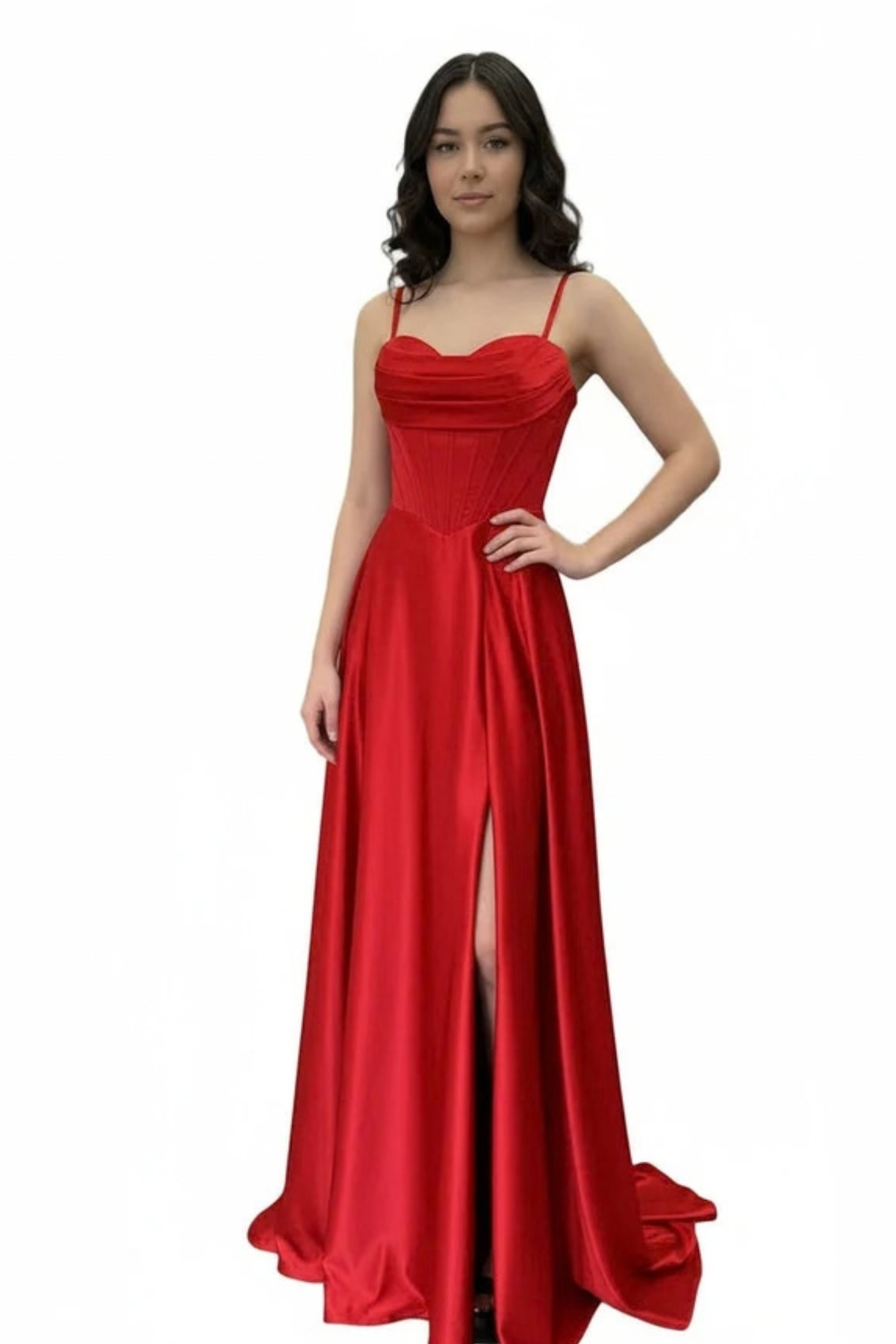 Sleeveless Satin Corset Sweetheart A-Line Prom Evening Gown with Lace-Up Back by Trevi TL3049L