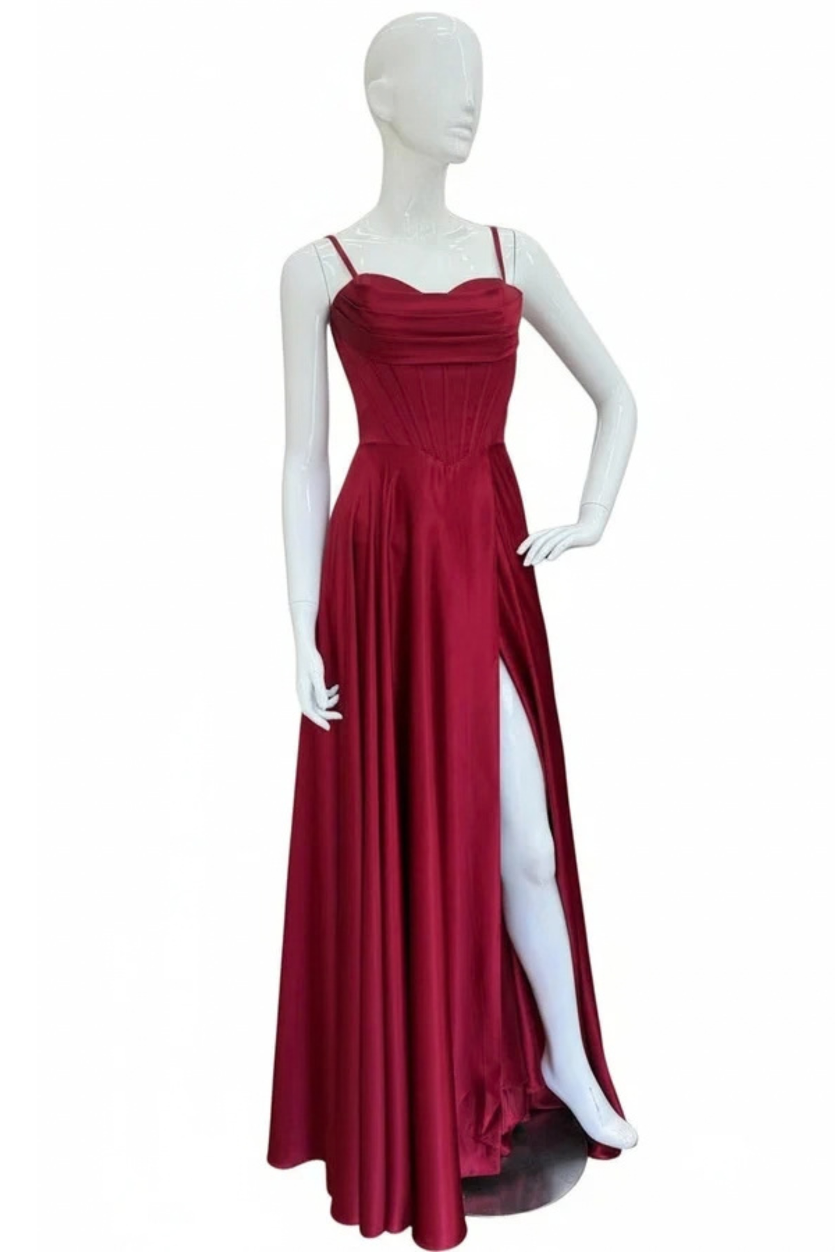 Sleeveless Satin Corset Sweetheart A-Line Prom Evening Gown with Lace-Up Back by Trevi TL3049L