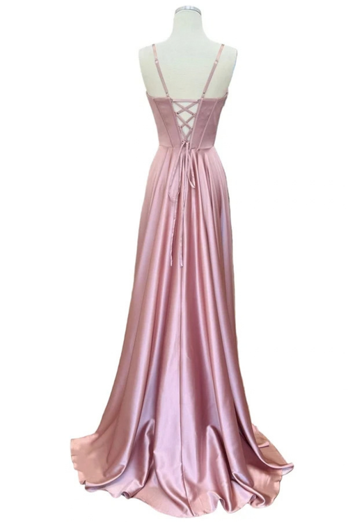Sleeveless Satin Corset Sweetheart A-Line Prom Evening Gown with Lace-Up Back by Trevi TL3049L