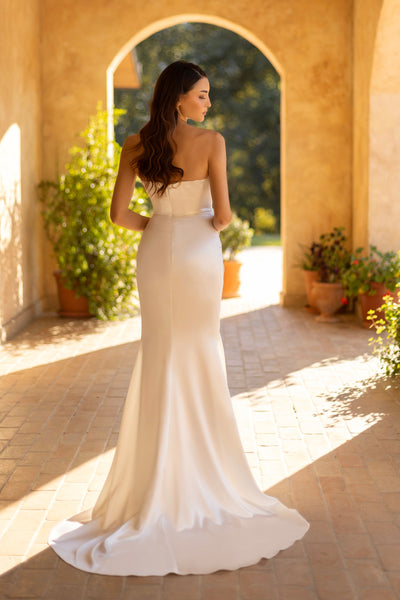 Tina Holly TT003W Wedding Strapless Sweetheart High Slit Pleated Satin Dress