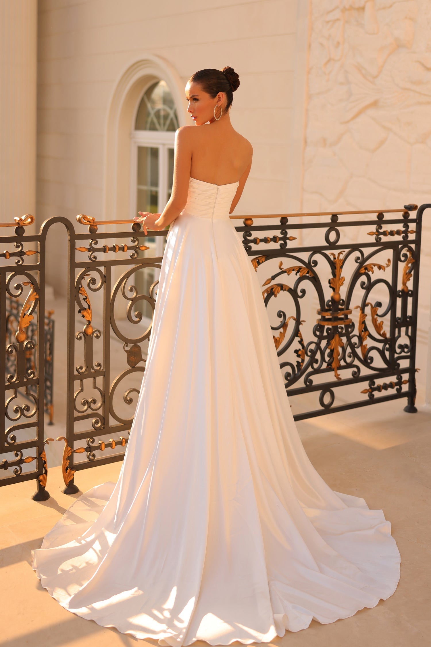 Tina Holly TT009 Wedding A-Line Strapless Flowy Satin Dress