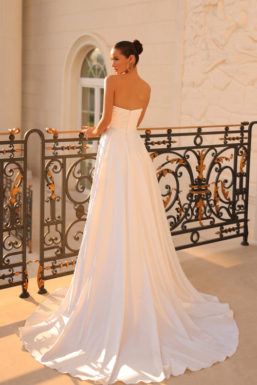 Tina Holly TT009 Wedding A-Line Strapless Flowy Satin Dress