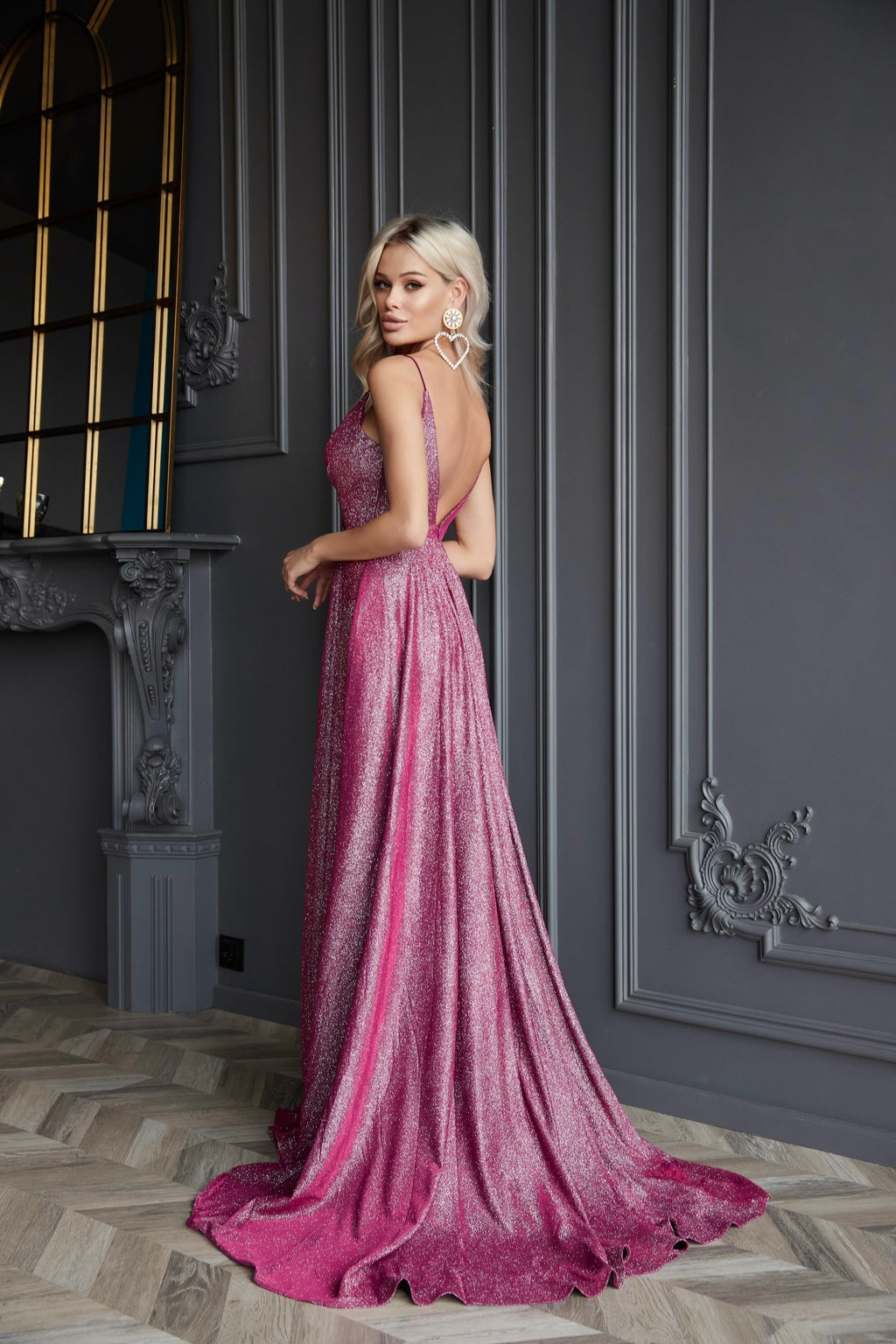 Tina Holly TW079 Prom Plunging Spaghetti Strap Pleated Polyester Dress