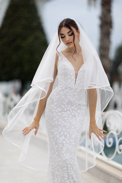 Tina Holly TW108 Wedding Mermaid Flowy Plunging V-Neck Lace Dress