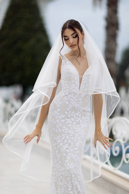 Tina Holly TW108 Wedding Mermaid Flowy Plunging V-Neck Lace Dress