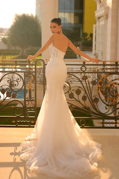 Tina Holly TW122 Wedding Strapless Sweetheart Beaded Lace Mesh Dress