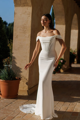 Tina Holly TW485 Wedding A-Line Off-Shoulder Flowy Evening Dress