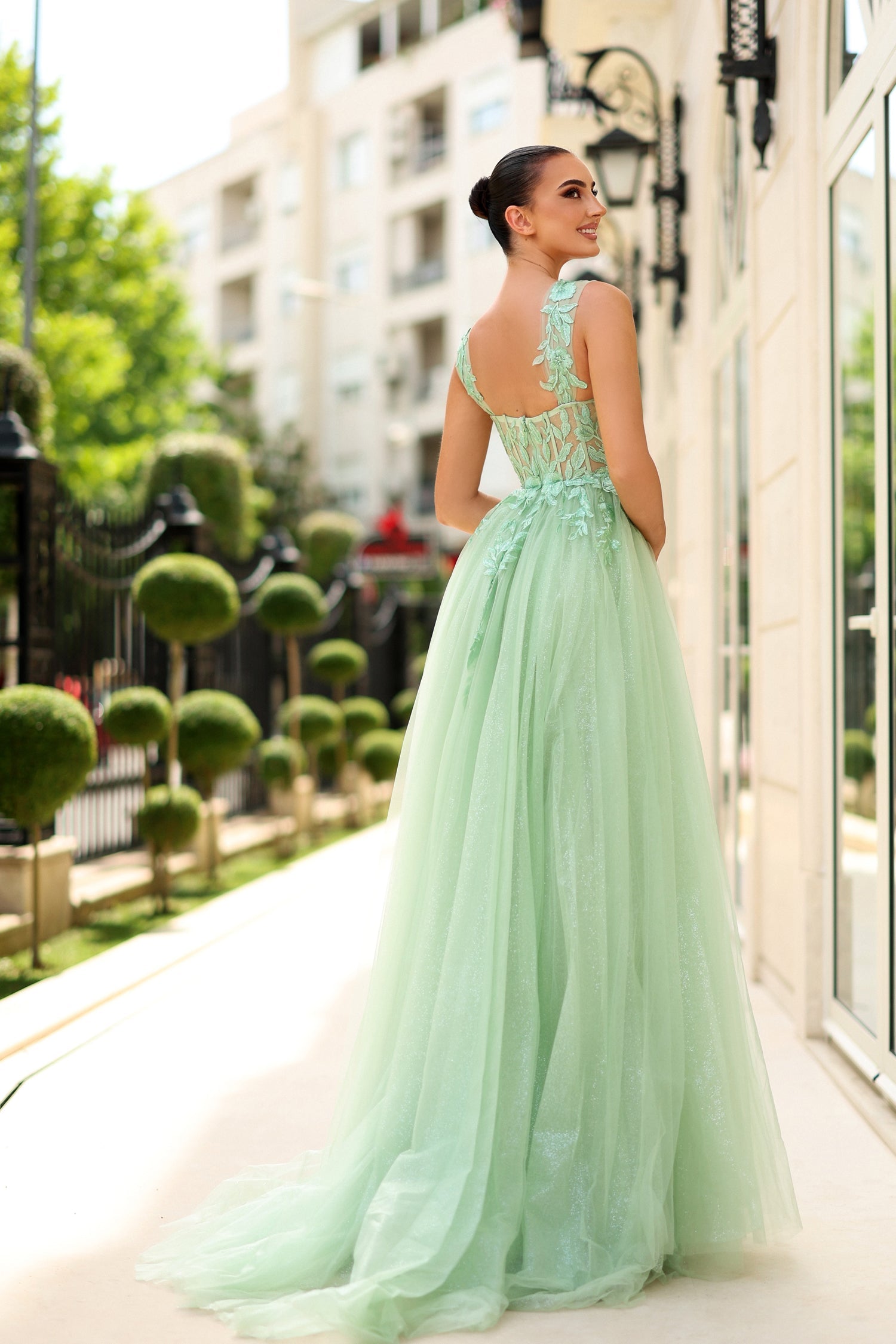 Tina Holly TW500 Prom A-Line Strapless Embroidered Corset Back Lace Dress