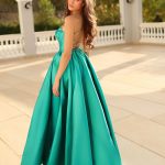 Satin Corset A-Line Prom Dress Spaghetti Strap Lace-Up Back High-Low Gown by Tina Holly TW608