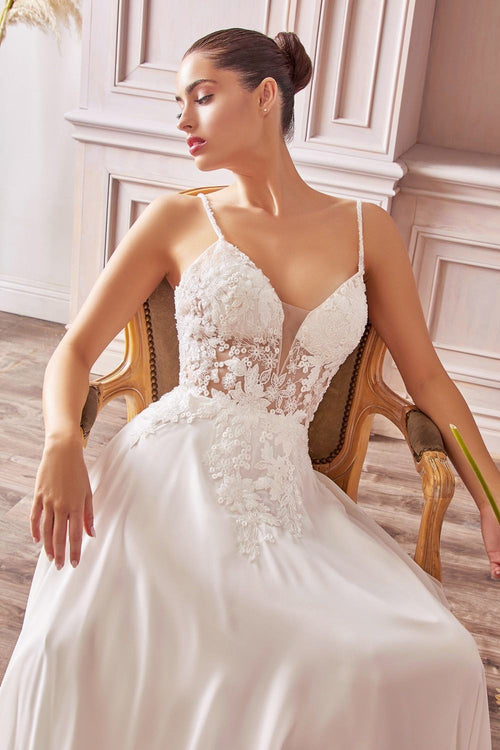 Elegant Off White Wedding Gown with Beaded Embellishments