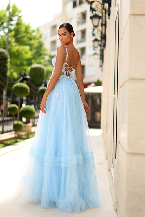 Tina Holly TY405 Prom Ball A-Line Spaghetti Strap Satin Tulle Dress