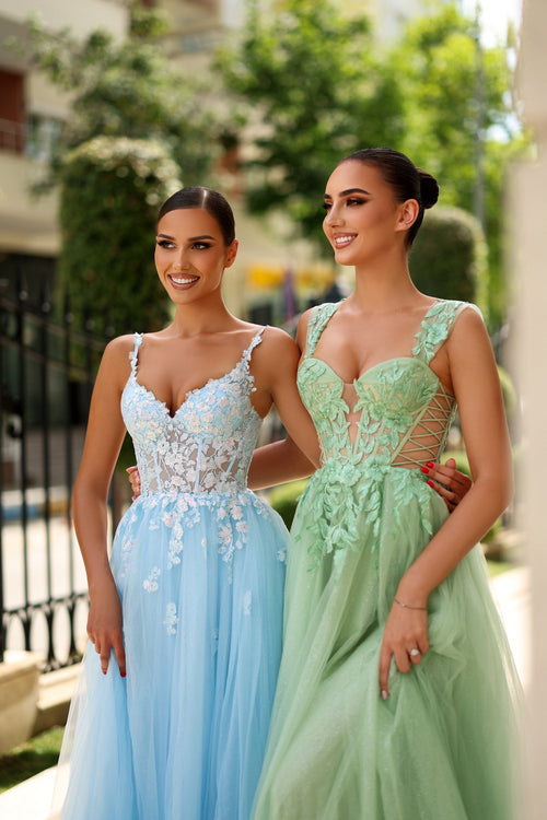 Tina Holly TW500 Prom A-Line Strapless Embroidered Corset Back Lace Dress