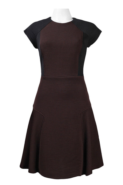 Taylor 5808M Cap Sleeve Round Neck Textured Scuba A-Line Dress