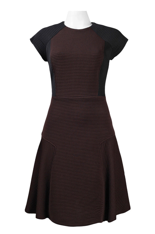 Taylor 5808M Cap Sleeve Round Neck Textured Scuba A-Line Dress