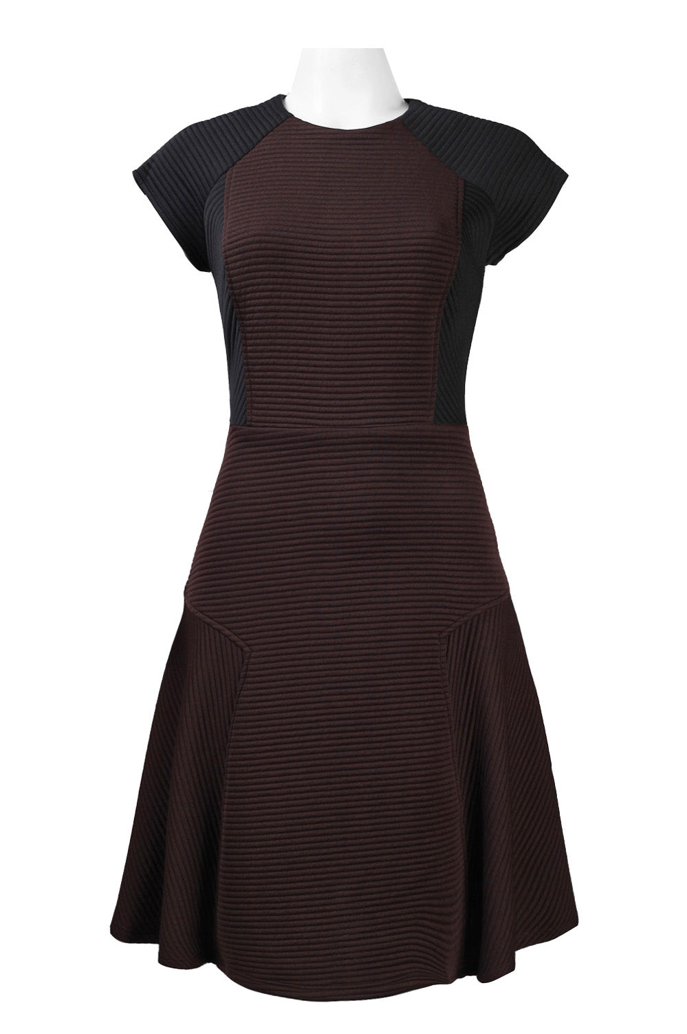 Taylor 5808M Cap Sleeve Round Neck Textured Scuba A-Line Dress