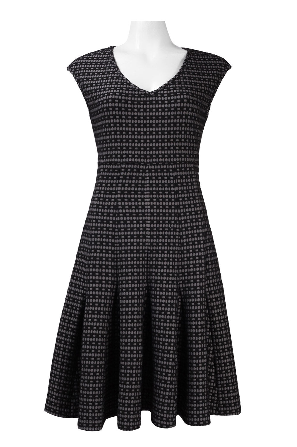Taylor 5845M Cap Sleeve Zip Back Drop Waist Knit Jacquard Dress