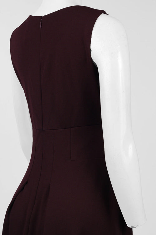 Taylor 9230M Sleeveless Boat Neck Pleated Stretch Crepe A-Line Dress