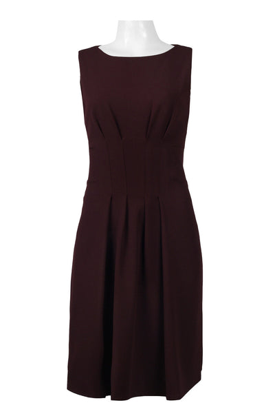 Taylor 9230M Sleeveless Boat Neck Pleated Stretch Crepe A-Line Dress