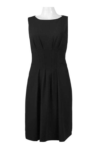 Taylor 9230M Sleeveless Boat Neck Pleated Stretch Crepe A-Line Dress