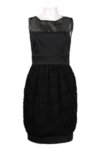 Taylor 9116M Sleeveless Illusion Neckline Satin Rosette Party Dress
