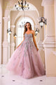 Vestido de gala con escote corazón, sin mangas y tul con cuentas Terani Couture 251m4410