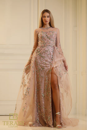 Terani Couture 251M4412 Elegant Glamorous Formal Illusion Evening Beaded Tulle Dress
