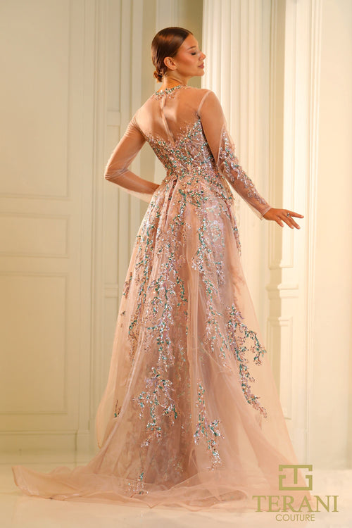 Terani Couture 251M4412 Elegant Glamorous Formal Illusion Evening Beaded Tulle Dress