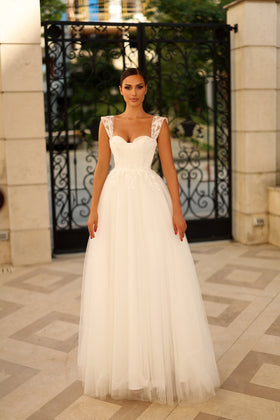 Tina Holly TW903 Wedding A-Line Sweetheart Lace AppliquÃ© Tulle Lace Dress