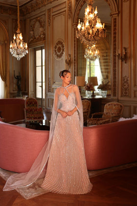 Chic and Holland HF110610 Sweetheart Spaghetti Strap Beaded A-Line Prom Gown