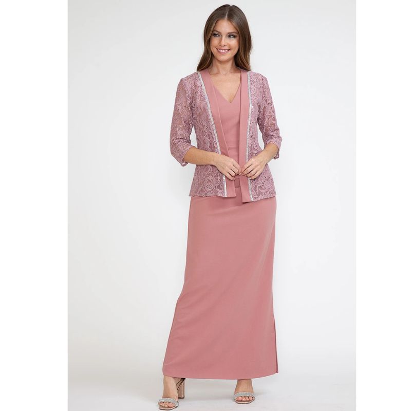 Clearance Mauve Size M V-Neck A-Line Mother of the Bride & Groom Formal Gown by Lenovia 5293
