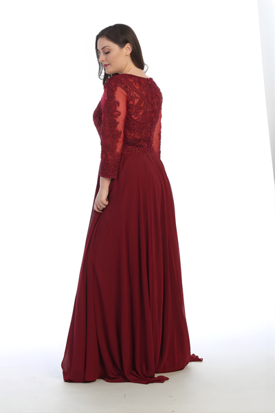 May Queen MQ1615 Long Sleeve A Line Classy Mother of the Bride Gown-New Collection