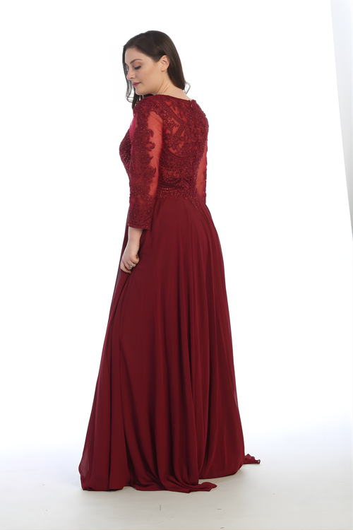 May Queen MQ1615 Long Sleeve A Line Classy Mother of the Bride Gown-New Collection
