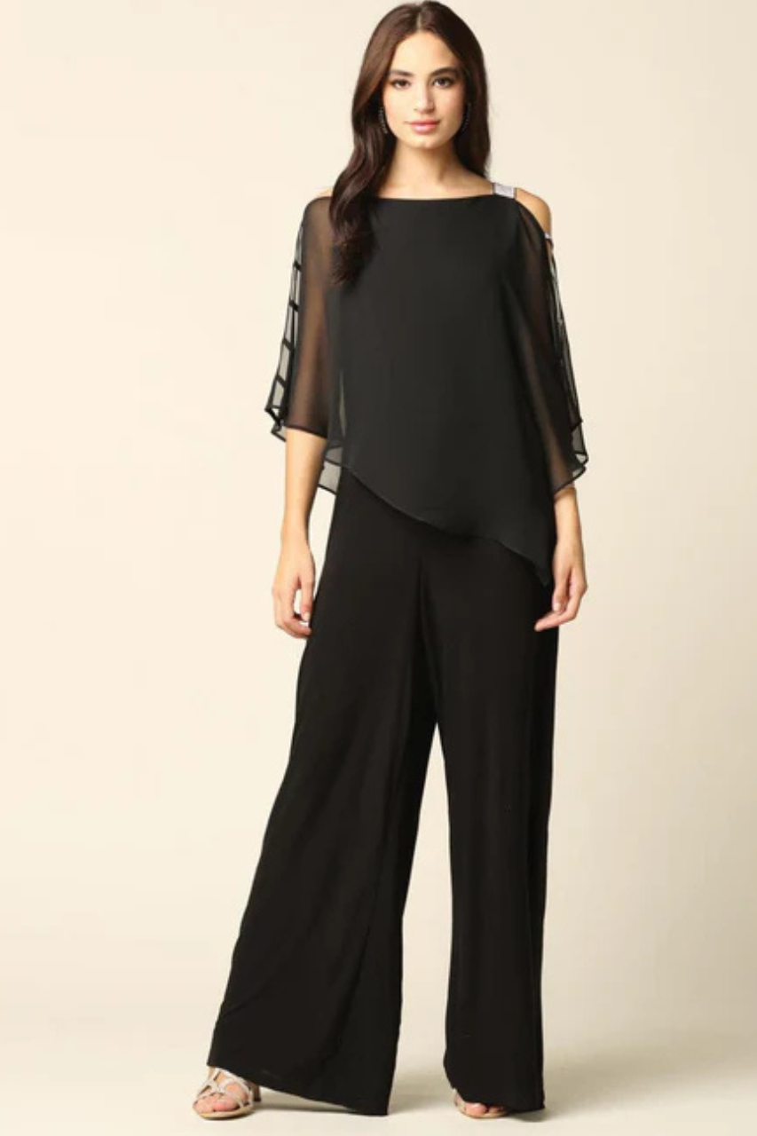 Women's Black Pant Suit for Funeral – Eva USA 3381
