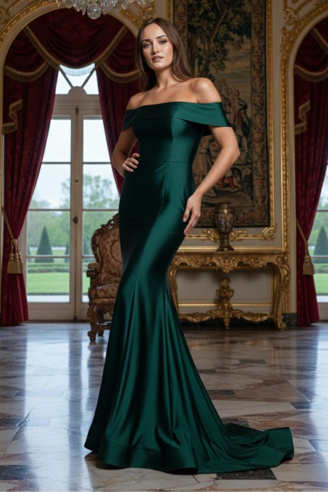 Christmas Dress Emerald Green Lycra Holiday Party 373