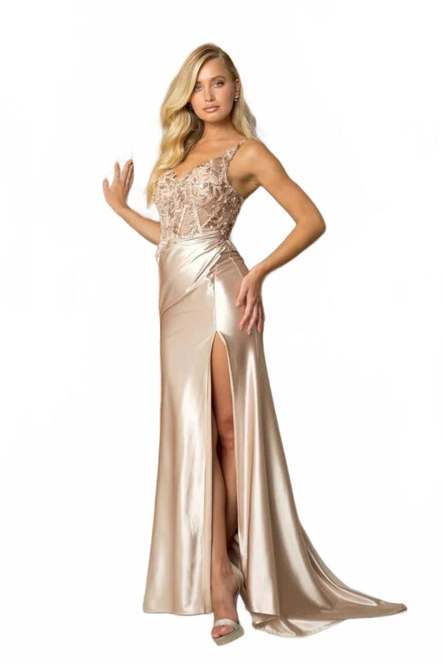 Champagne Wedding Dress Long Bridal Gown and Plus Size By 5256