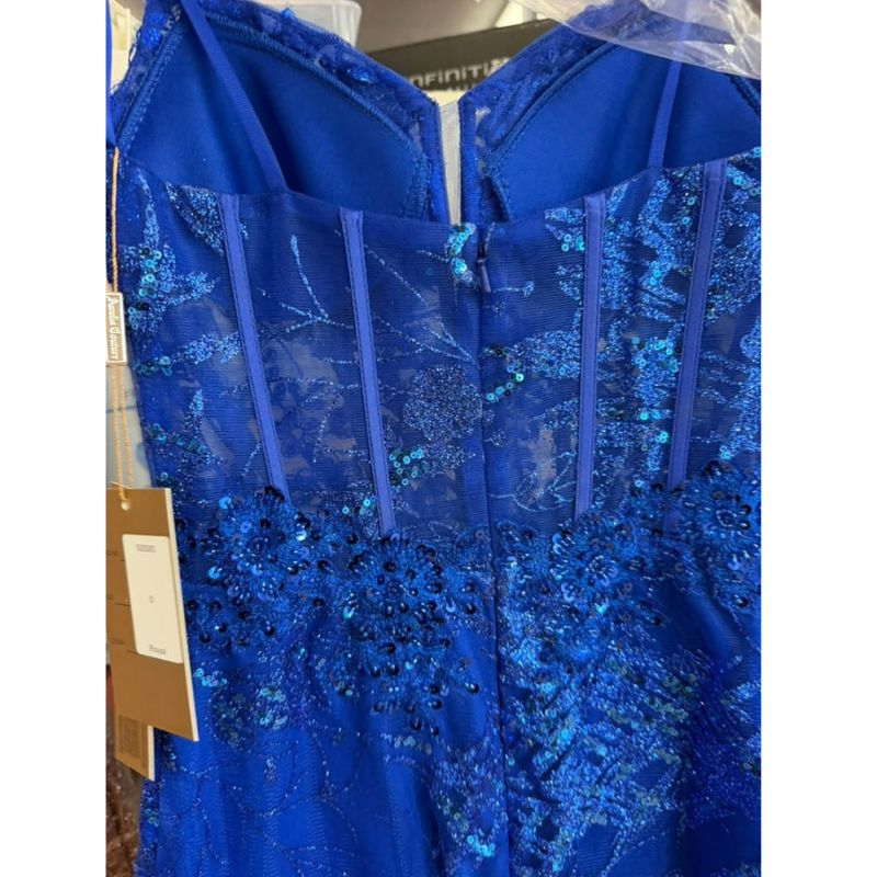Clearance Royal Size 0 Sequin Mini Spaghetti Straps Cocktail Party Dress by Amelia Couture 5059S