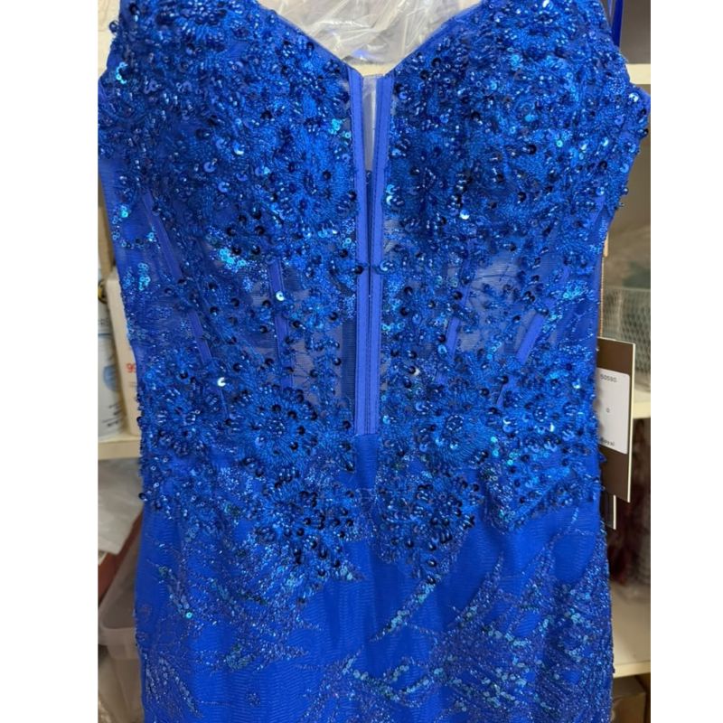 Clearance Royal Size 0 Sequin Mini Spaghetti Straps Cocktail Party Dress by Amelia Couture 5059S