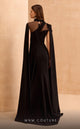 MNM Couture V02037 Black Long-Sleeve Gown with Sheer Cape