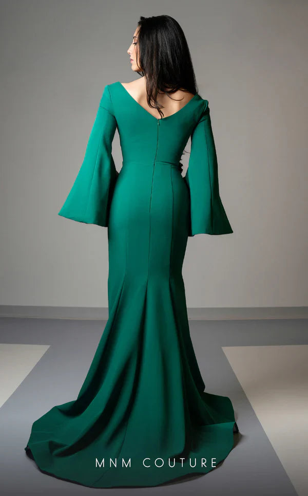 MNM Couture V02044 Mustard Evening Gown with Intricate Detailing