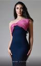 MNM Couture V07514 Navy/Pink Sleeveless Mermaid Gown with Organza Bow