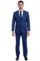 Traje de verano para hombre de lino con corte moderno y dos botones en azul medio